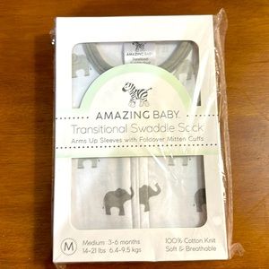Amazing Baby 3-6 mo Transitional Swaddle Sack Arms Up Foldable Mitten Cuffs